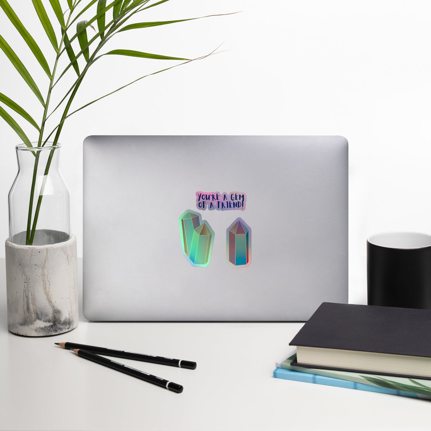 You're a gem of a friend Holographic sticker collection (3) gemstone crystal stickers