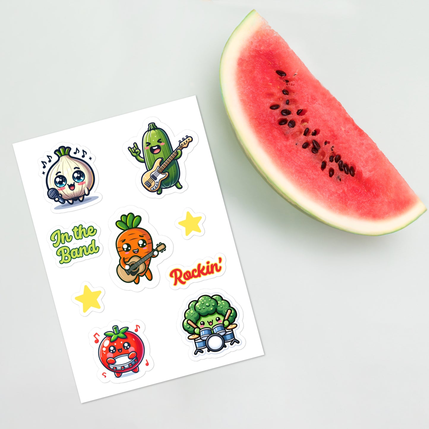 Sticker sheet Vegetable rock band sticker sheet fun sticker musician band stickers
