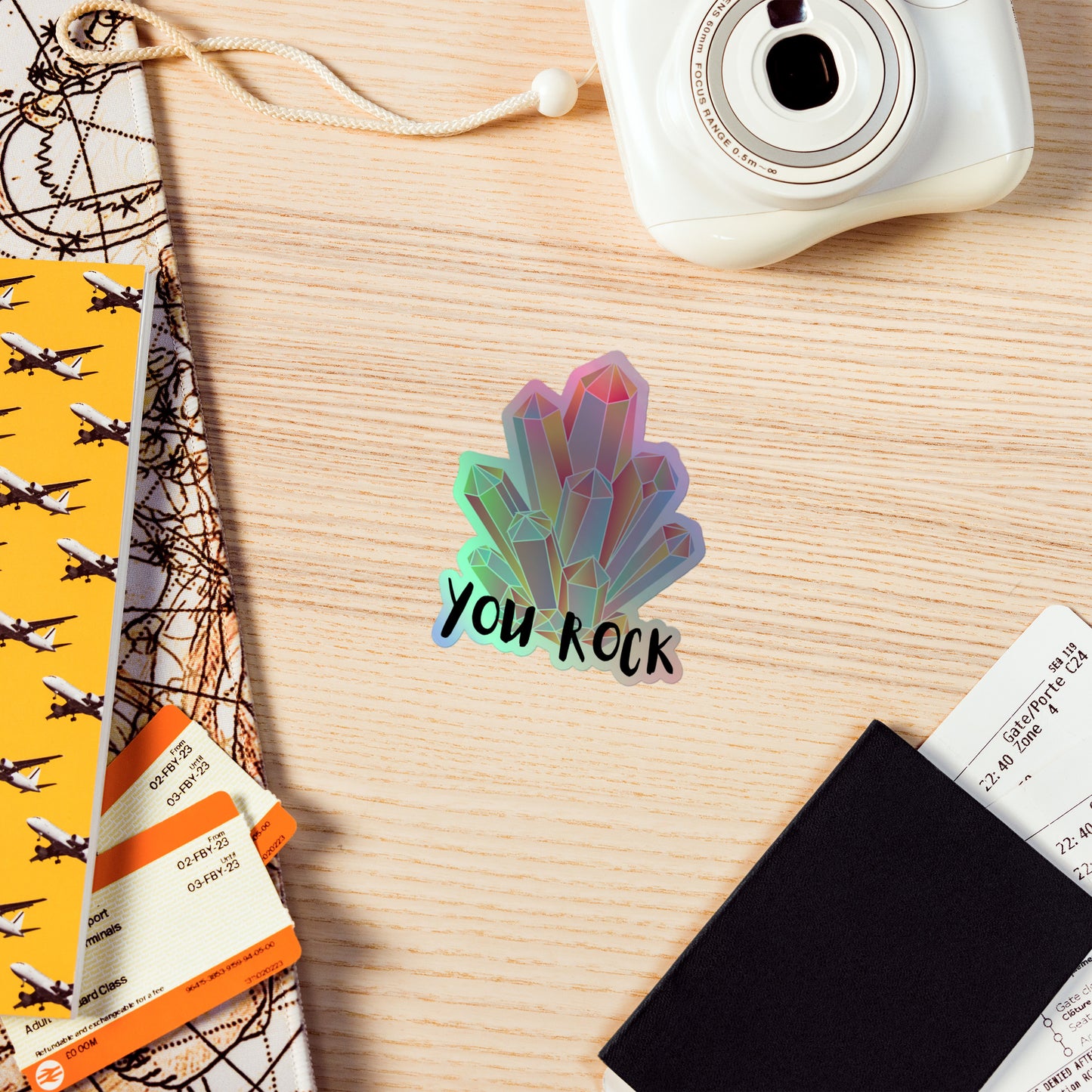 You Rock Gemstone Cluster Holographic stickers XL gemstone rock hound stickers