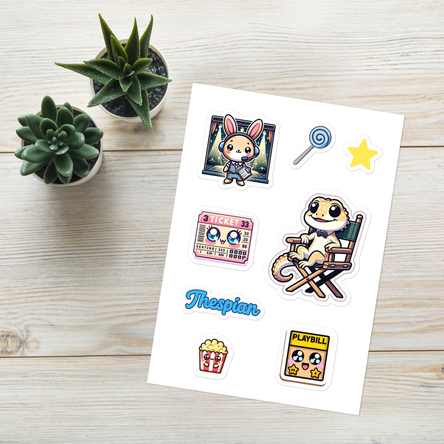Sticker sheet Geek out with this cutie thespian themed sticker sheet Director stickers crew stickers theatre nerd