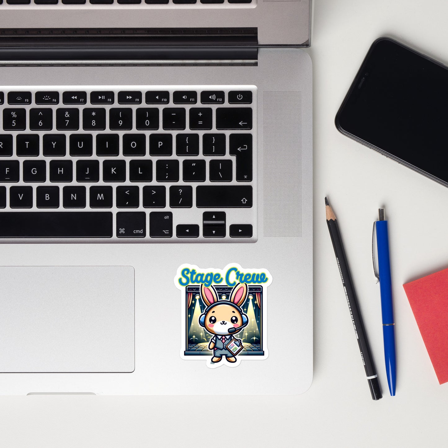 Bubble-free stickers adorable bunny backstage crew sticker theatre sticker collection