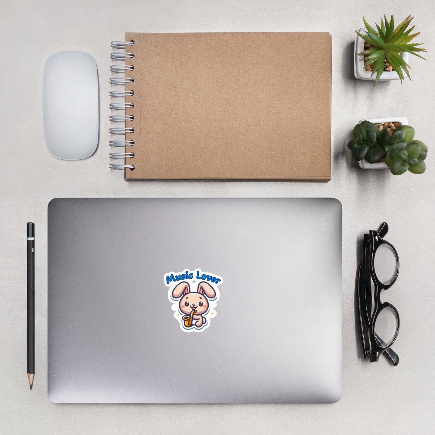 Bubble-free stickers Adorable bunny music nerd sticker teacher stickers