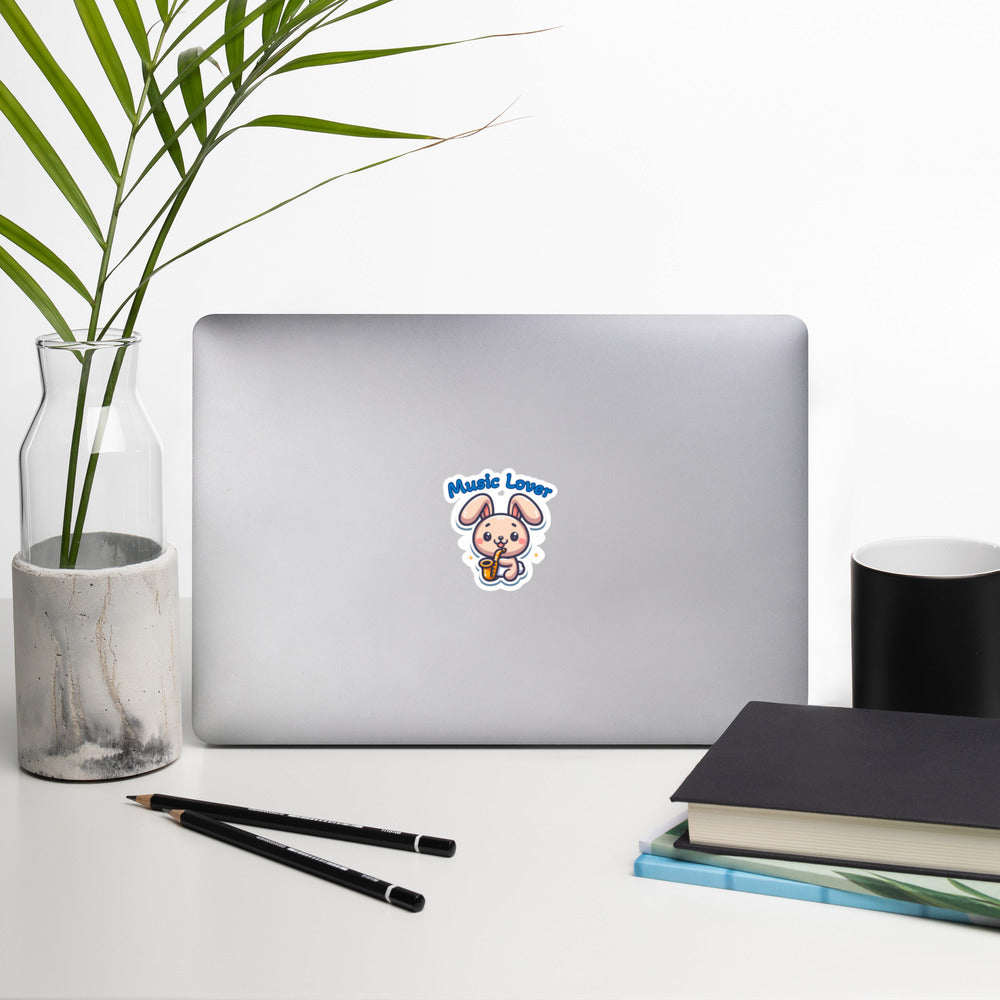 Bubble-free stickers Adorable bunny music nerd sticker teacher stickers