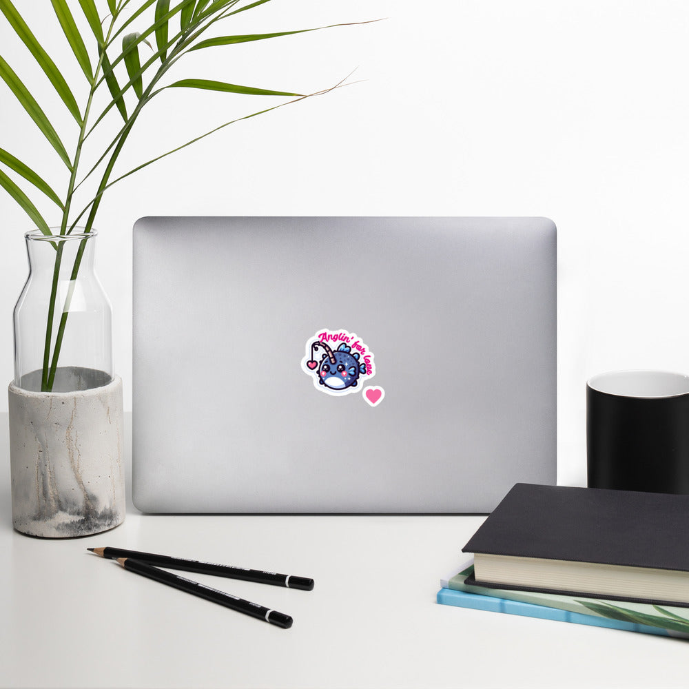 Bubble-free stickers Angler Fish Valentine's Day Sticker Cute stickers ocean creature valentine theme teacher stickers
