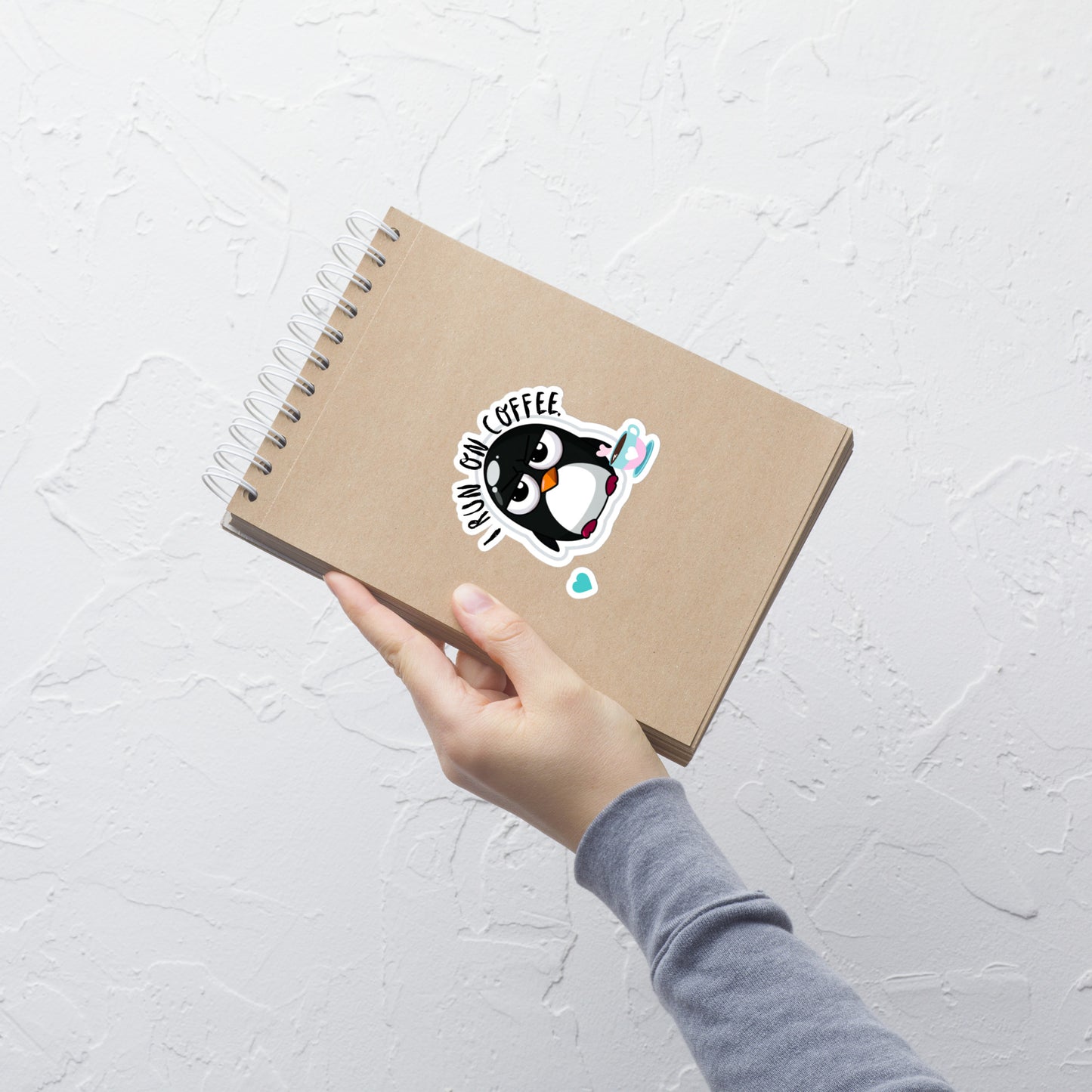 Bubble-free stickers I run on Coffee Pouty Penguin tired penguin annoyed need coffee introvert stickers funny teacher stickers