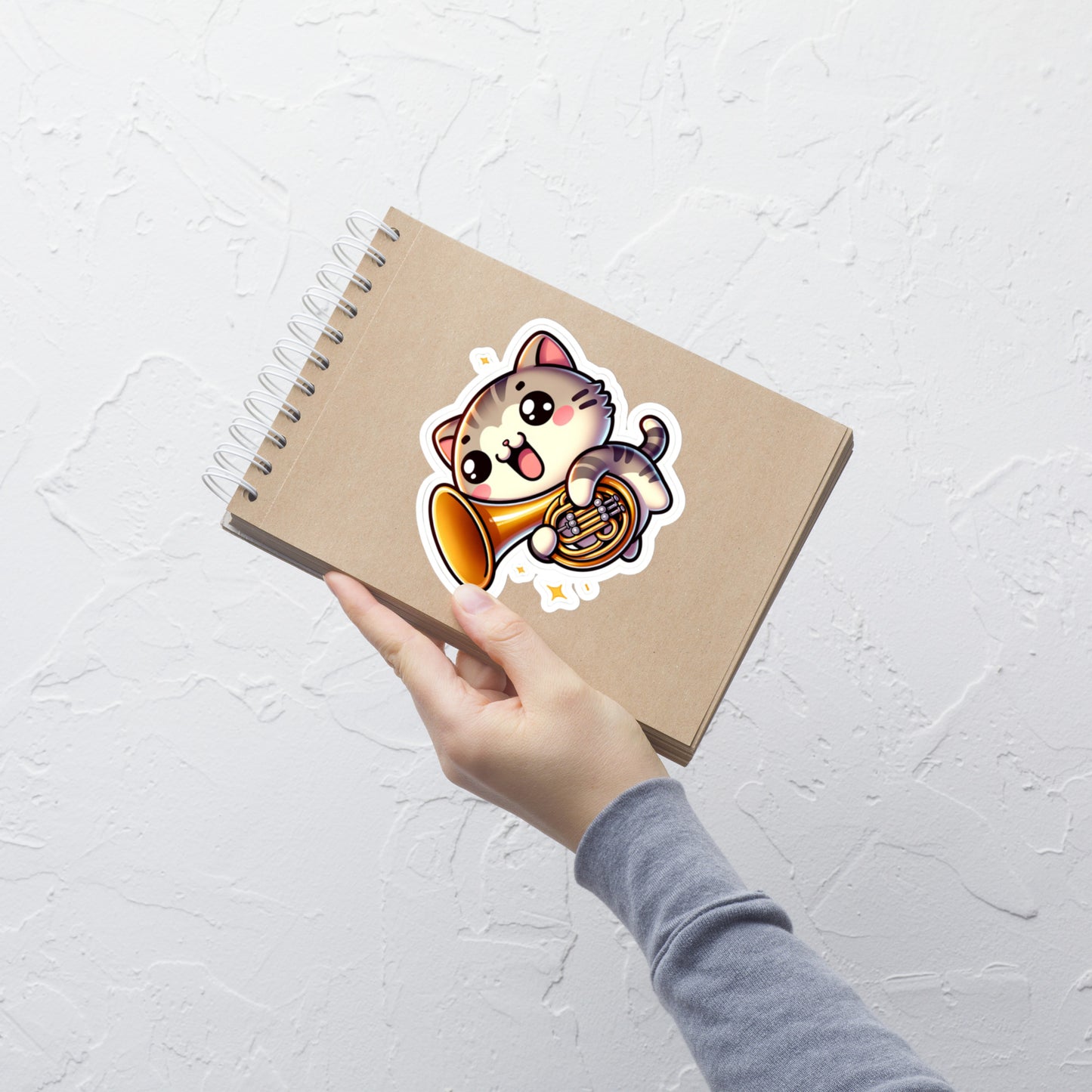 Bubble-free stickers Cutie animal playing french horn teacher band musician stickers