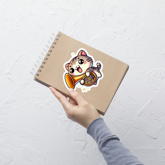 Bubble-free stickers Cutie animal playing french horn teacher band musician stickers