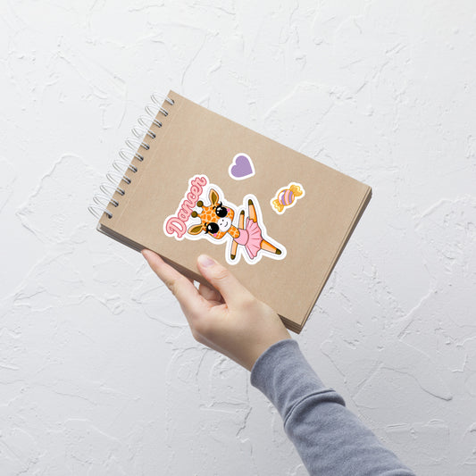 Bubble-free stickers Adorable dancing giraffe sticker ballet dancer stickers teacher stickers fun dance sticker