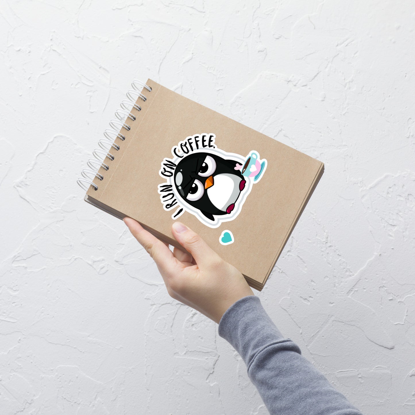 Bubble-free stickers I run on Coffee Pouty Penguin tired penguin annoyed need coffee introvert stickers funny teacher stickers
