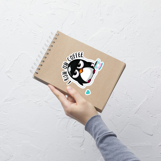 Bubble-free stickers I run on Coffee Pouty Penguin tired penguin annoyed need coffee introvert stickers funny teacher stickers