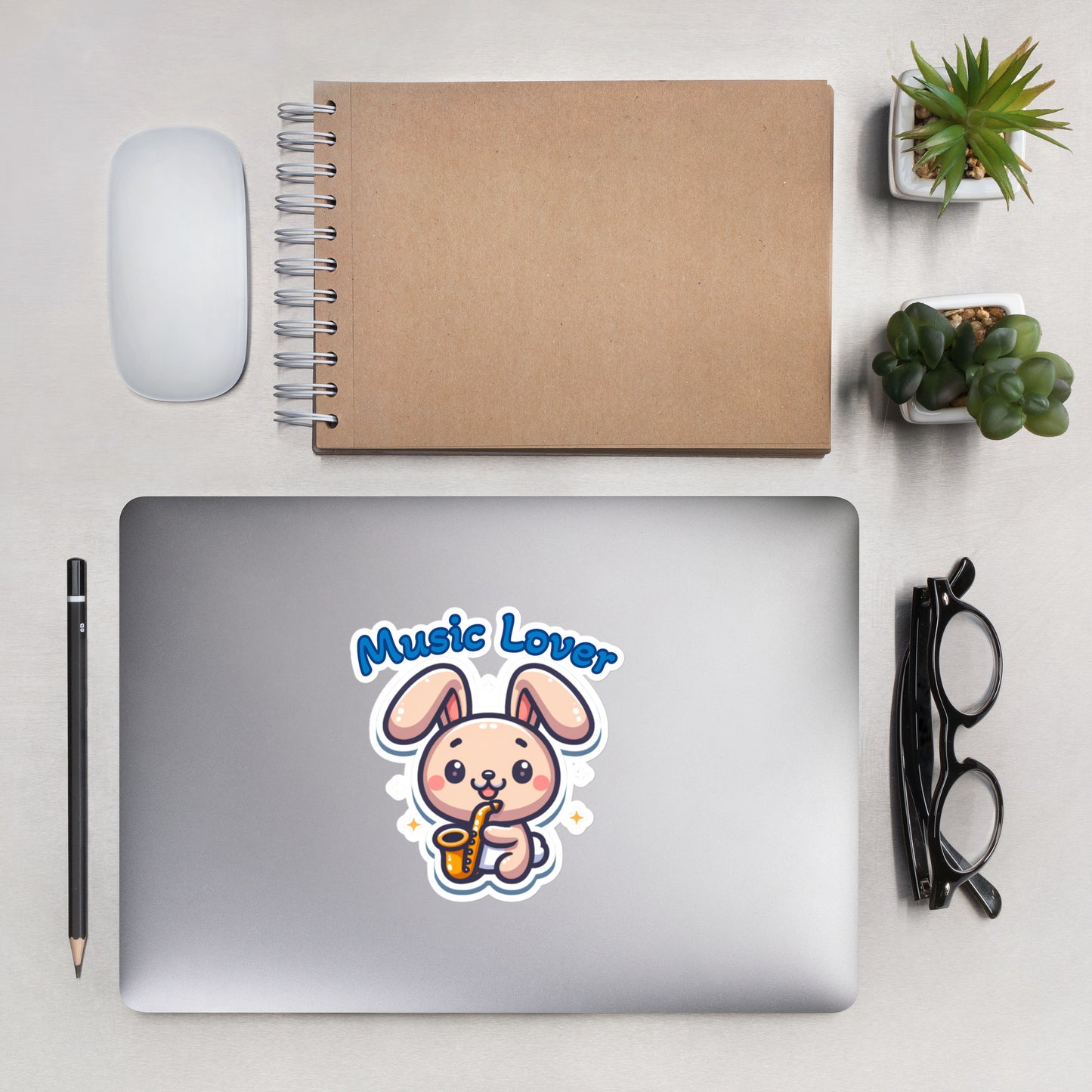 Bubble-free stickers Adorable bunny music nerd sticker teacher stickers