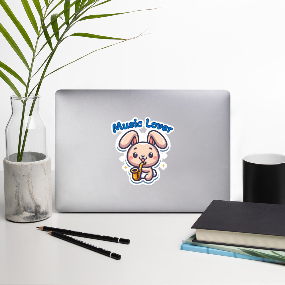 Bubble-free stickers Adorable bunny music nerd sticker teacher stickers