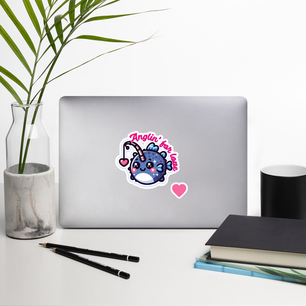 Bubble-free stickers Angler Fish Valentine's Day Sticker Cute stickers ocean creature valentine theme teacher stickers