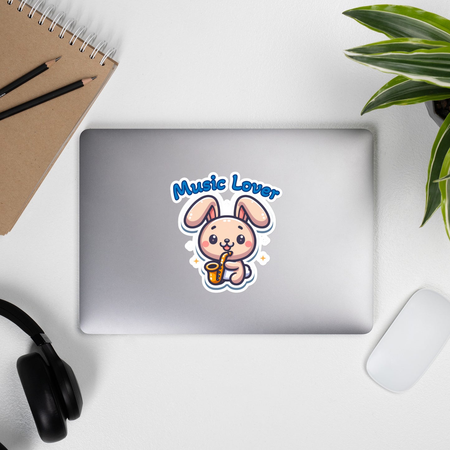 Bubble-free stickers Adorable bunny music nerd sticker teacher stickers