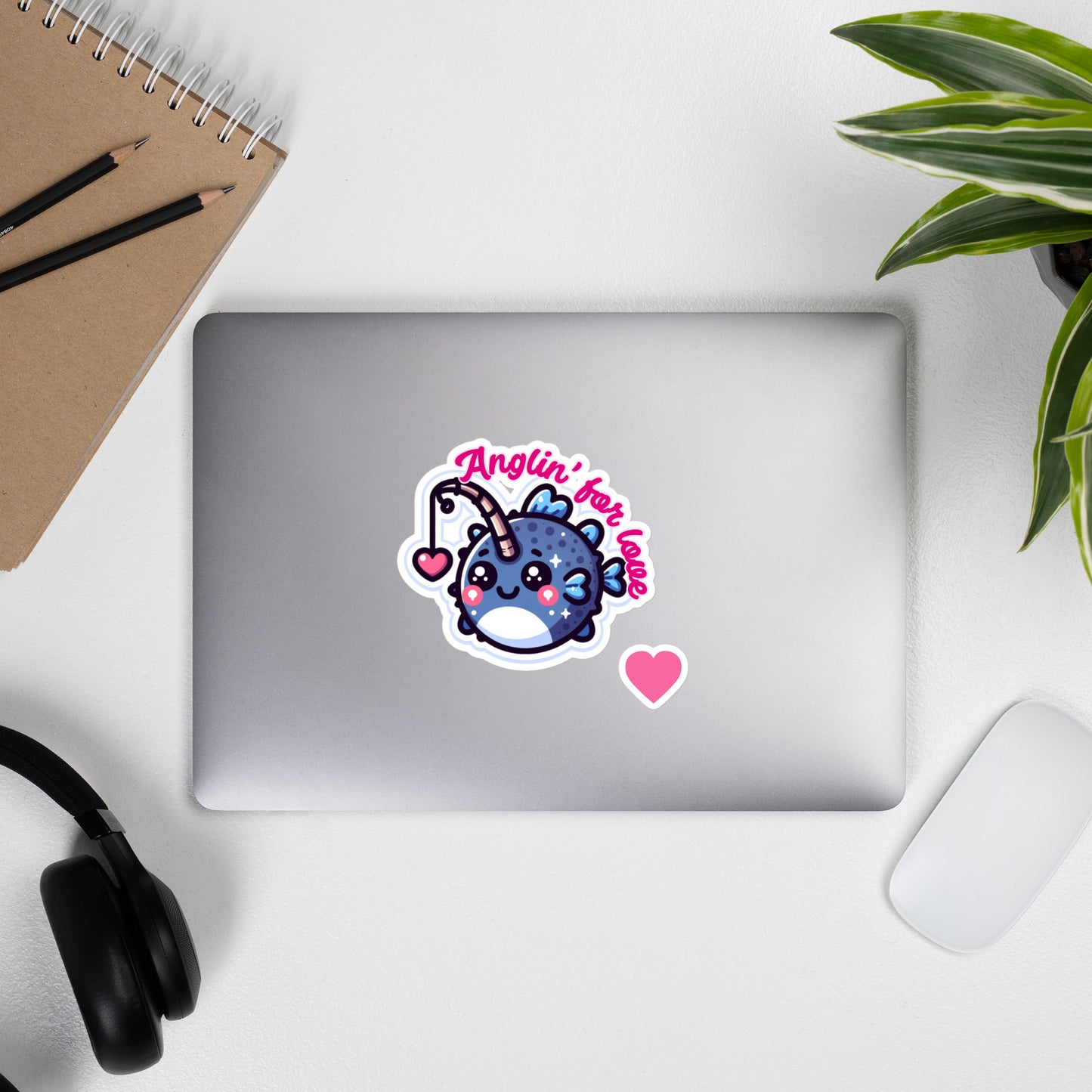Bubble-free stickers Angler Fish Valentine's Day Sticker Cute stickers ocean creature valentine theme teacher stickers