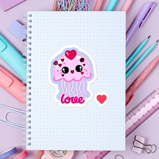 Valentine Jellyfish Sticker Love Sticker Bubble-free stickers Fun Silly Cute Stickers