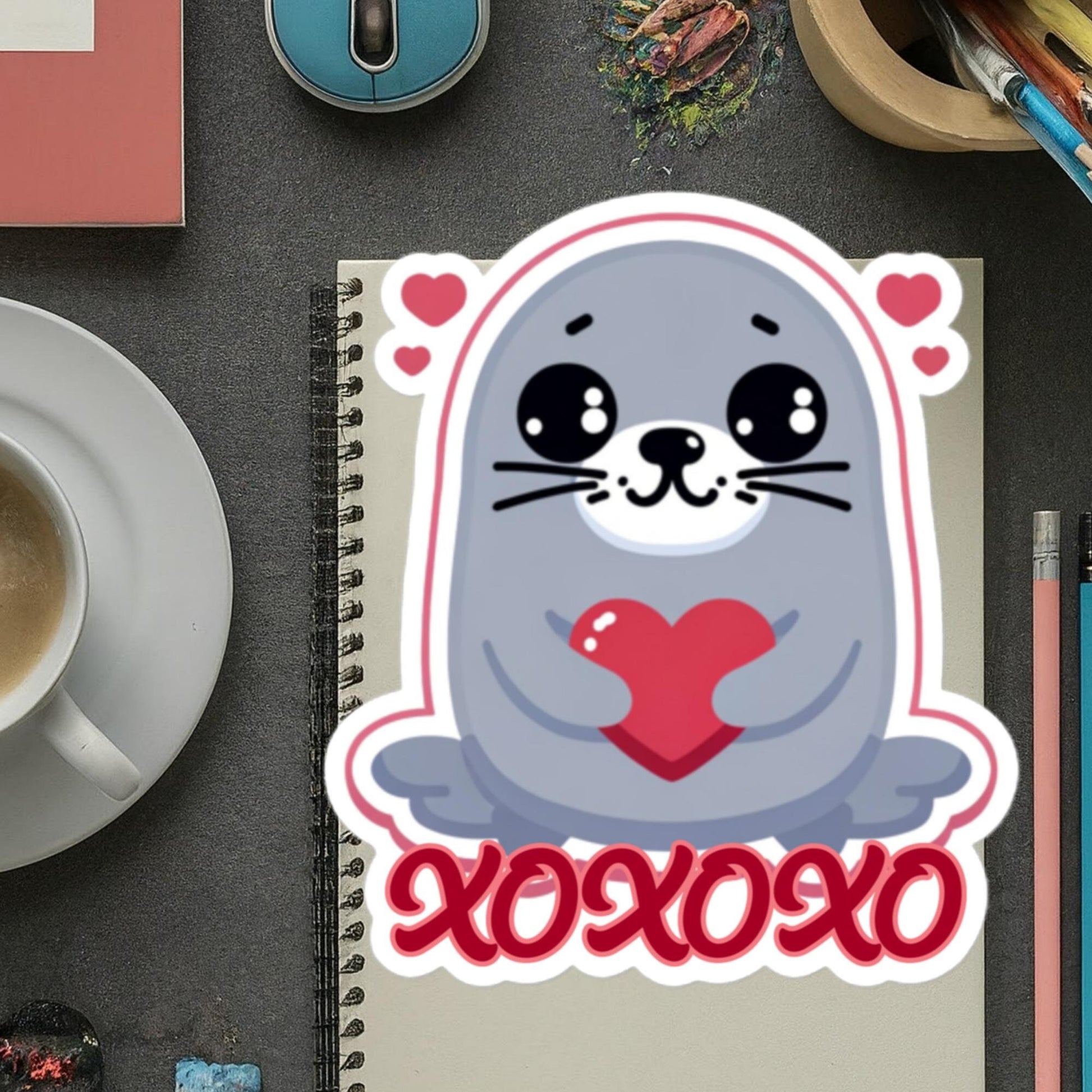 Valentine Seal Sticker XOXOXO fun cute Valentine's Day Stickers Bubble-free stickers