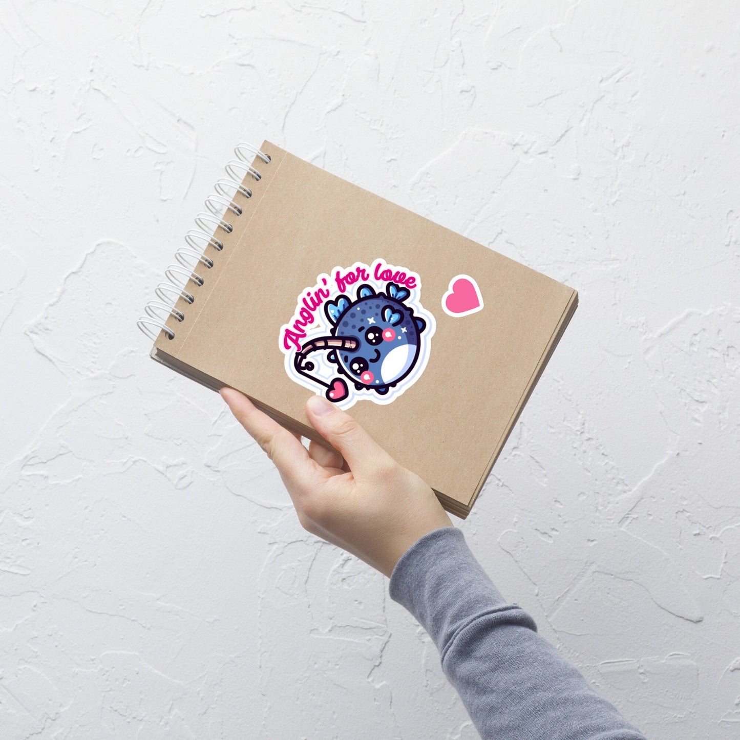 Angler Fish Valentine Sticker Anglin' For Love Sticker Fun love sticker Bubble-free stickers
