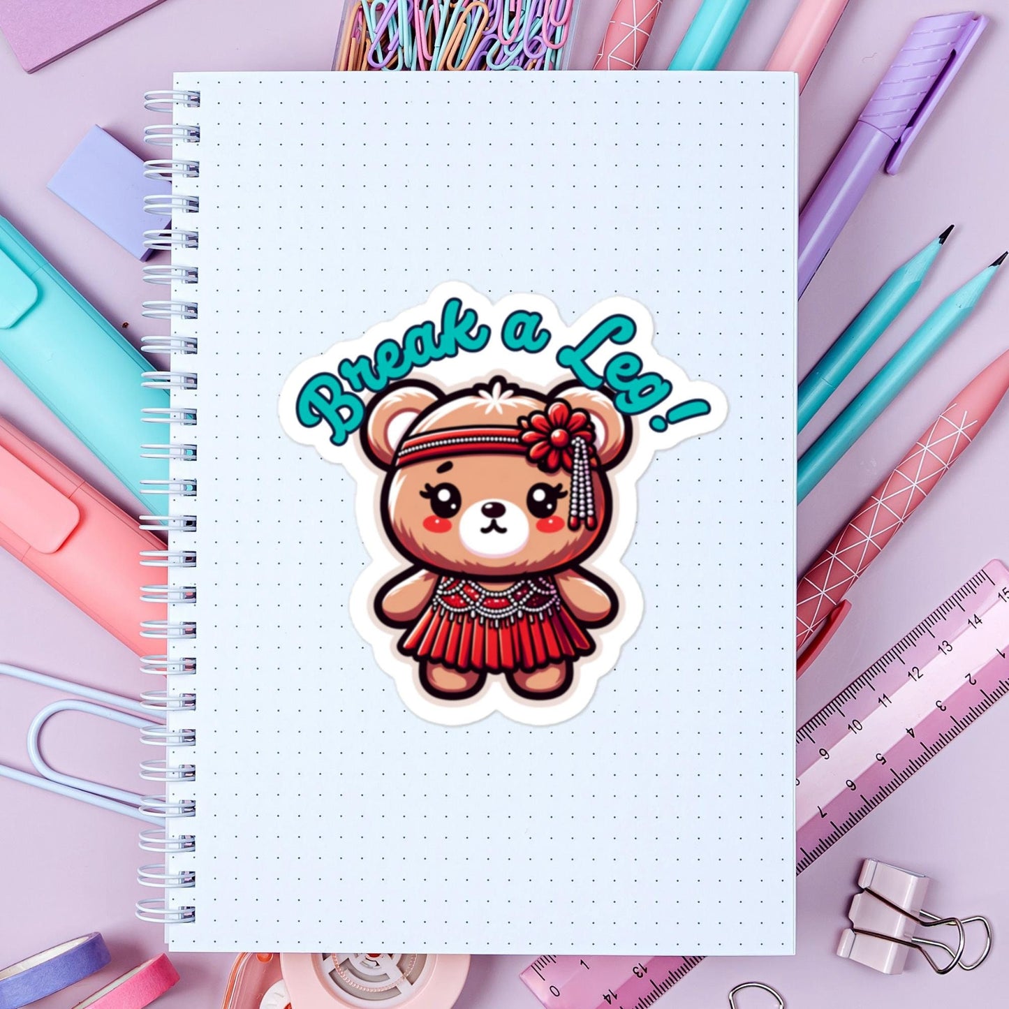 Break a leg! Sticker 1920s Flapper bear sticker theatre sticker theater stickersBubble-free stickers