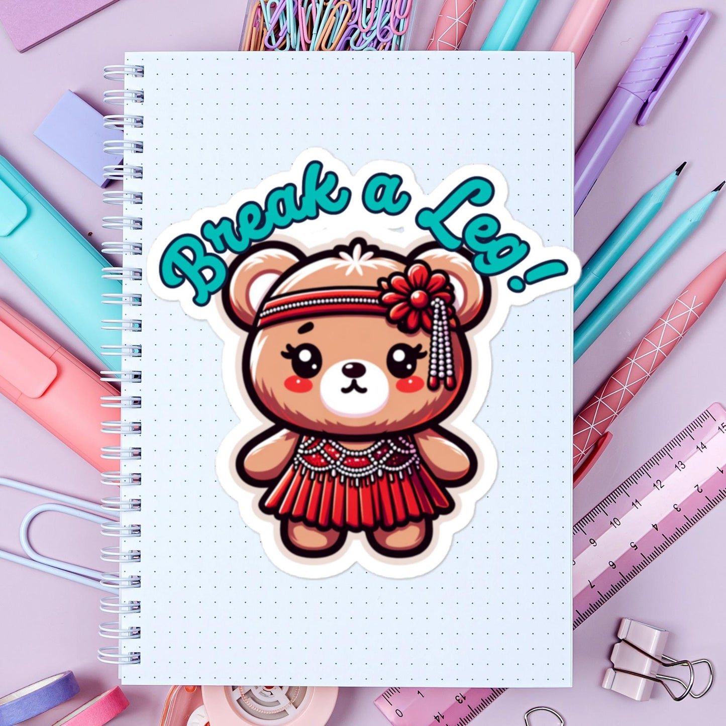 Break a leg! Sticker 1920s Flapper bear sticker theatre sticker theater stickersBubble-free stickers