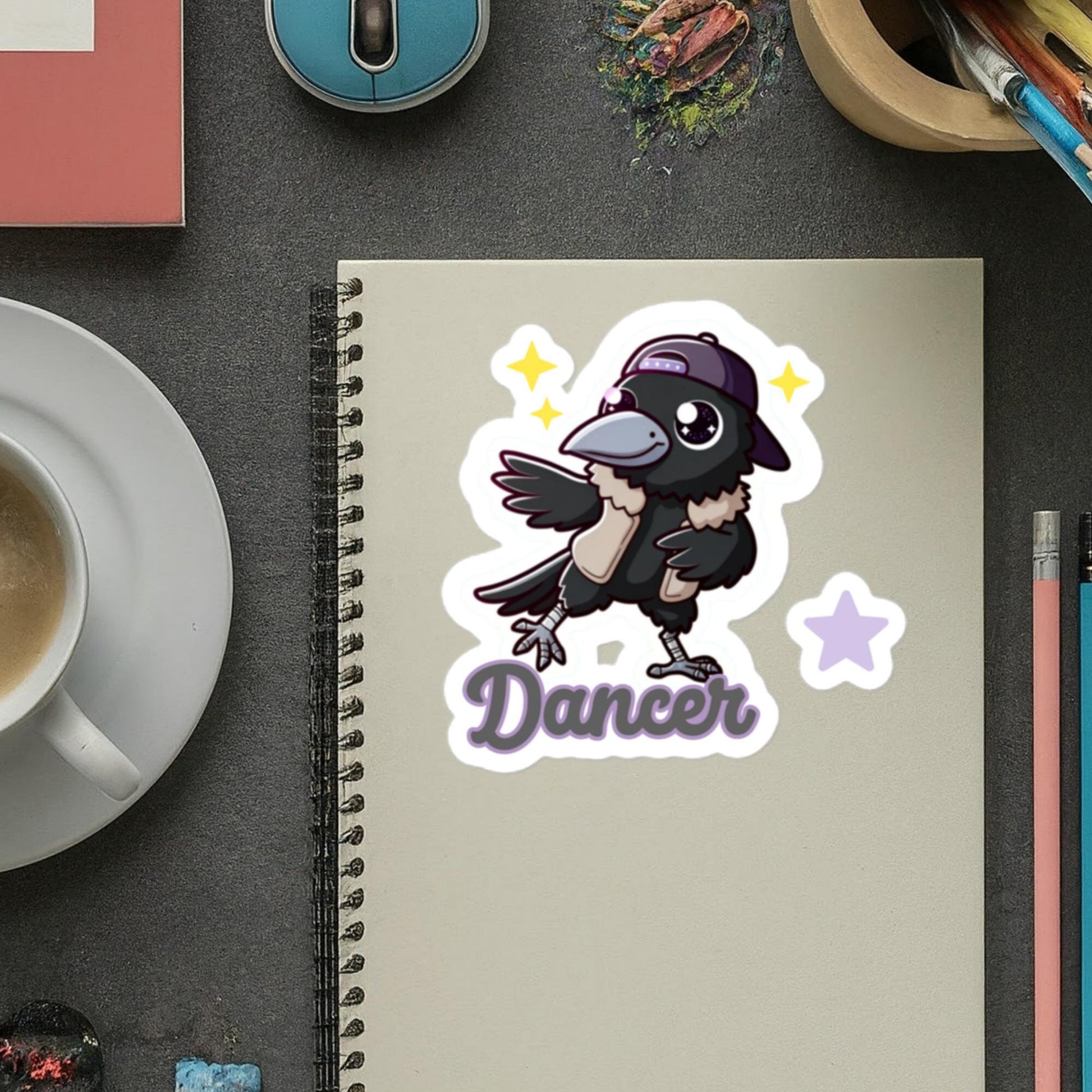 This cool Crow is ready to Dance! Crow Dancer Sticker fun Dance Sticker Dance TeacherBubble-free stickers