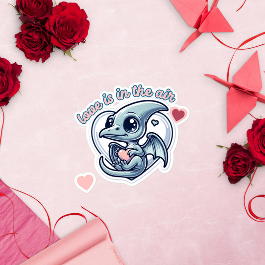 Love is in the Air Pterodactyl Valentine Sticker Water Bottle Vinyl sticker gifts for kidsBubble-free stickers