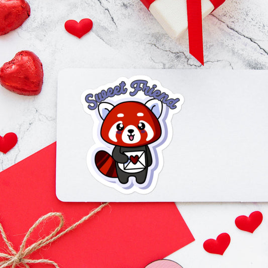 Sweet Friend Red Panda holding letter sticker Valentine's Stickers Bubble-free stickers