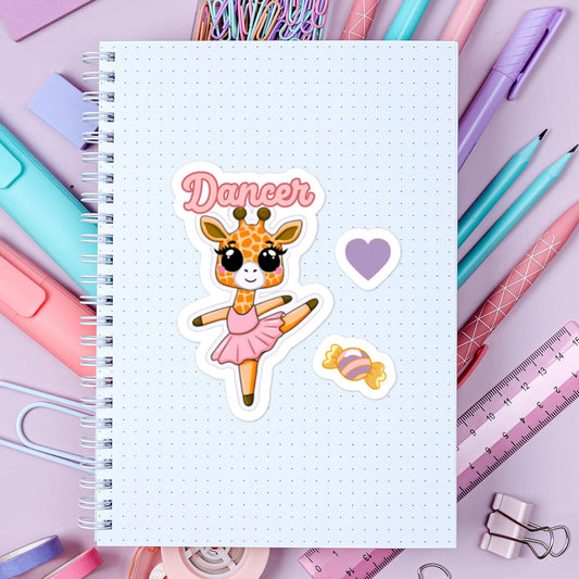 Giraffe Dancer sticker heart candy fun Bubble-free stickers Ballet stickers