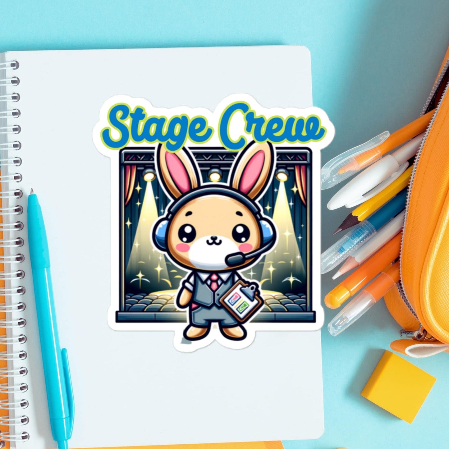 Bunny Stage Crew Sticker headset stage crew technician sticker Bubble-free stickers