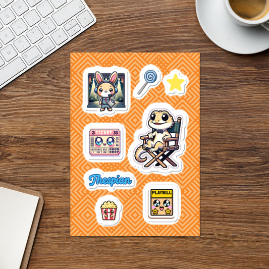Thespian Sticker sheet Theatre stickers Director Backstage Crew Popcorn