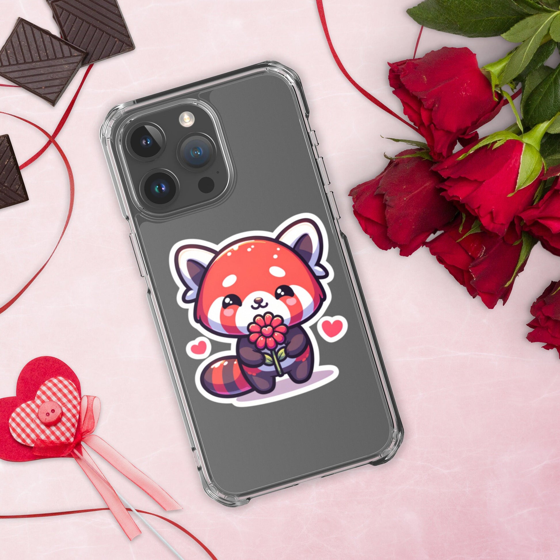 Red Panda Valentine Clear Case for iPhone® Adorable valentine gift Red panda