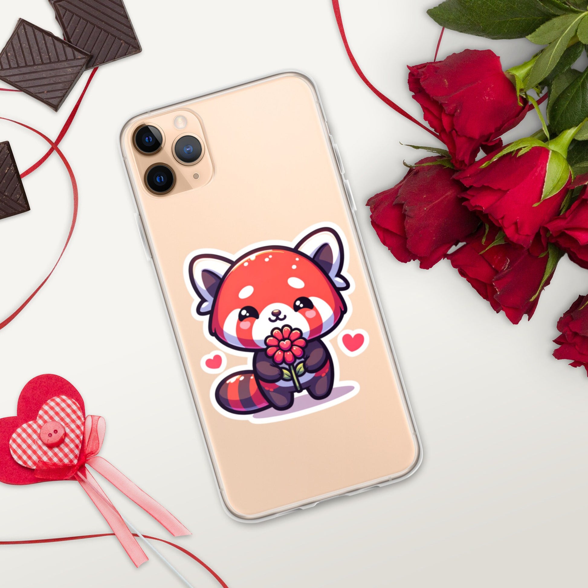 Red Panda Valentine Clear Case for iPhone® Adorable valentine gift Red panda