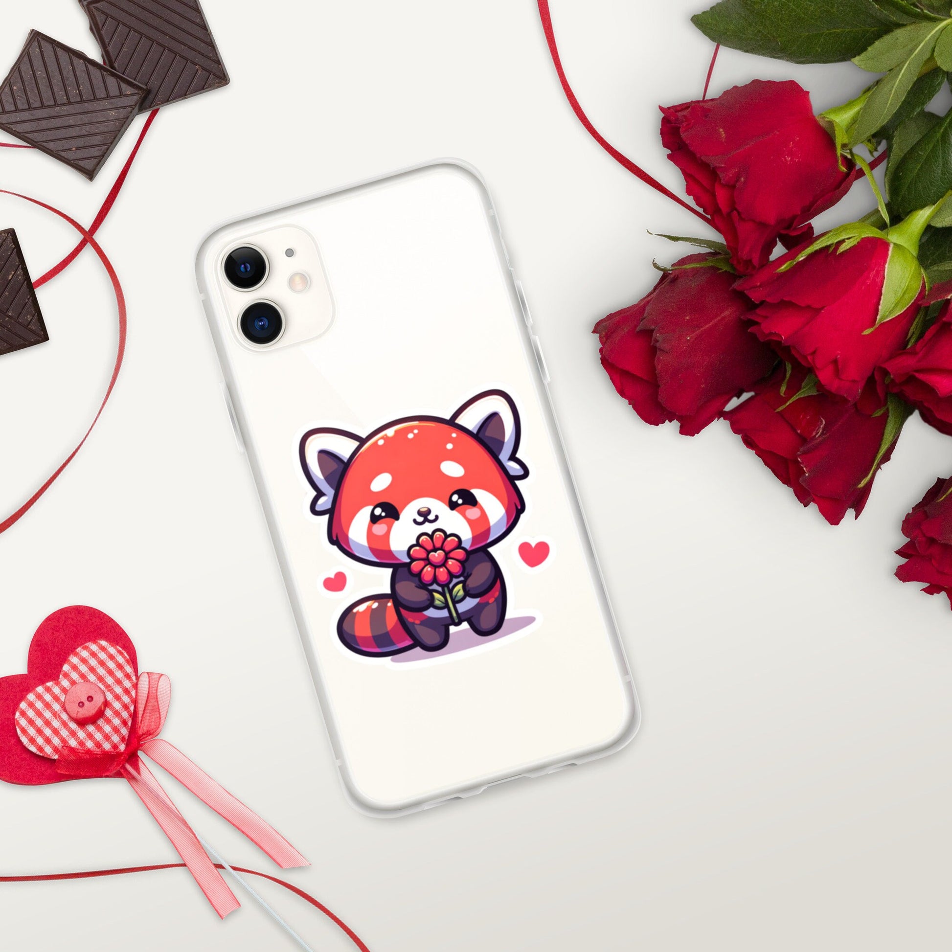 Red Panda Valentine Clear Case for iPhone® Adorable valentine gift Red panda