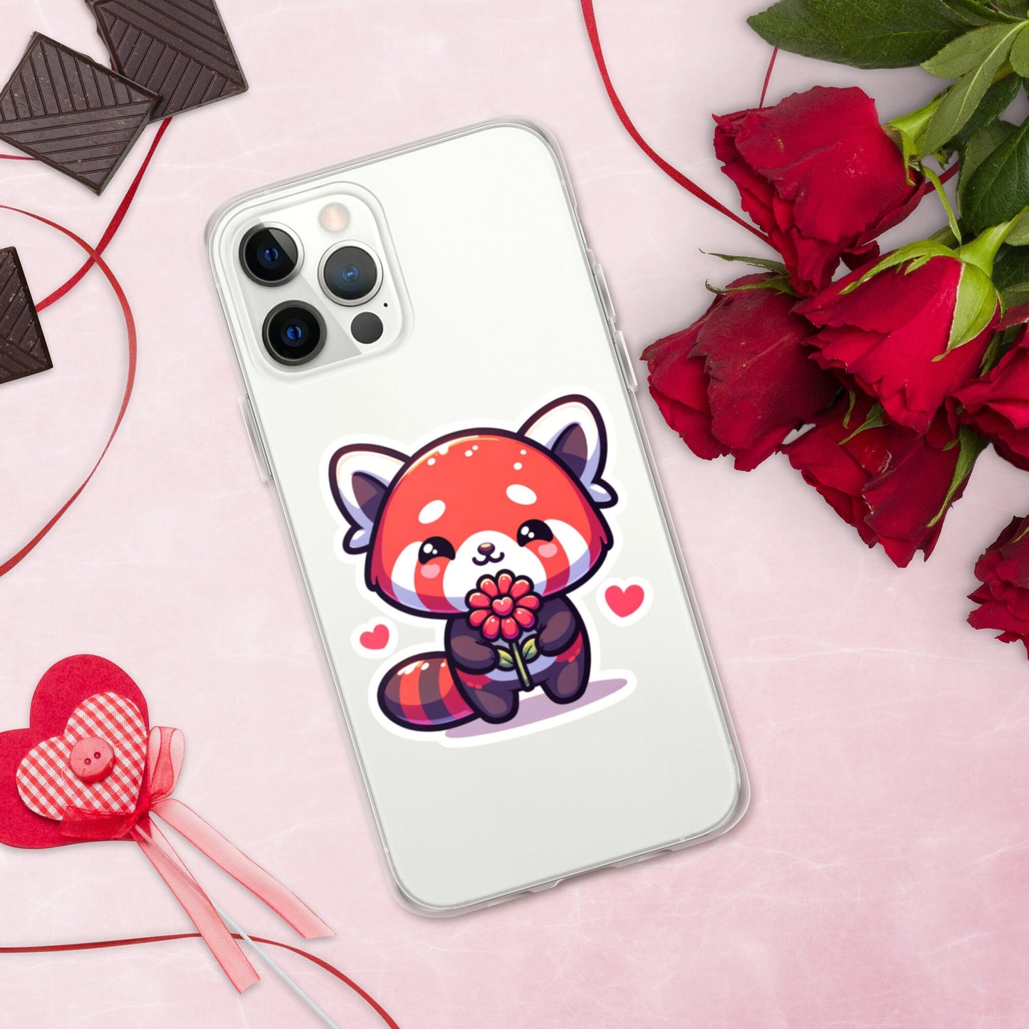 Red Panda Valentine Clear Case for iPhone® Adorable valentine gift Red panda