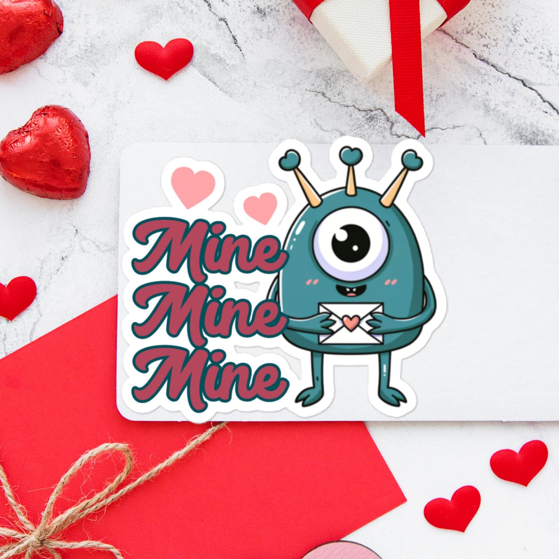 Monster Valentine Sticker Mine Mine Mine adorable monster sticker fun cutie stickerBubble-free stickers