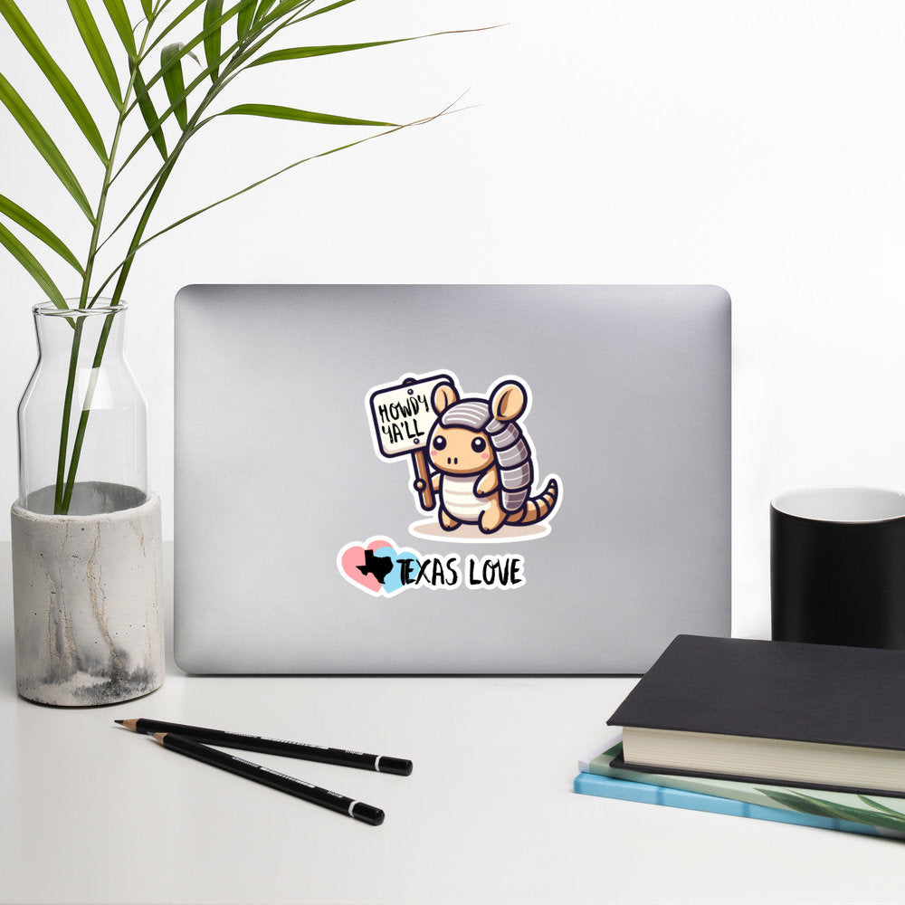 Armadillo Texas Love sticker Fun Texas stickers Texas Pride Western Stickers Cowboy armadilloBubble-free stickers