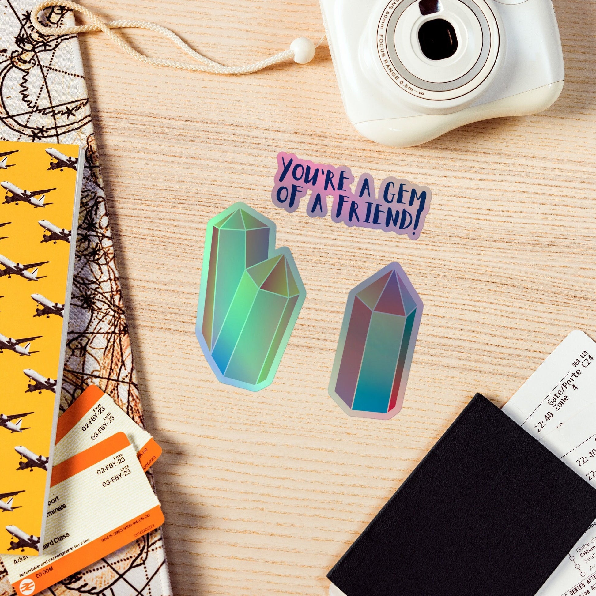 You're a gem of a friend crystal gemstone Holographic stickers laptop water bottle large stickers