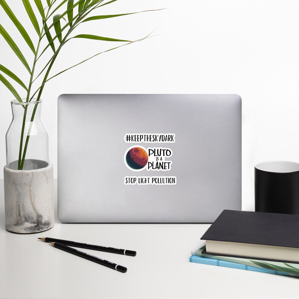 PACK OF 3 Astronomy Stickers Night sky stickers Pluto science humor science stickers Science lover bubble free stickers