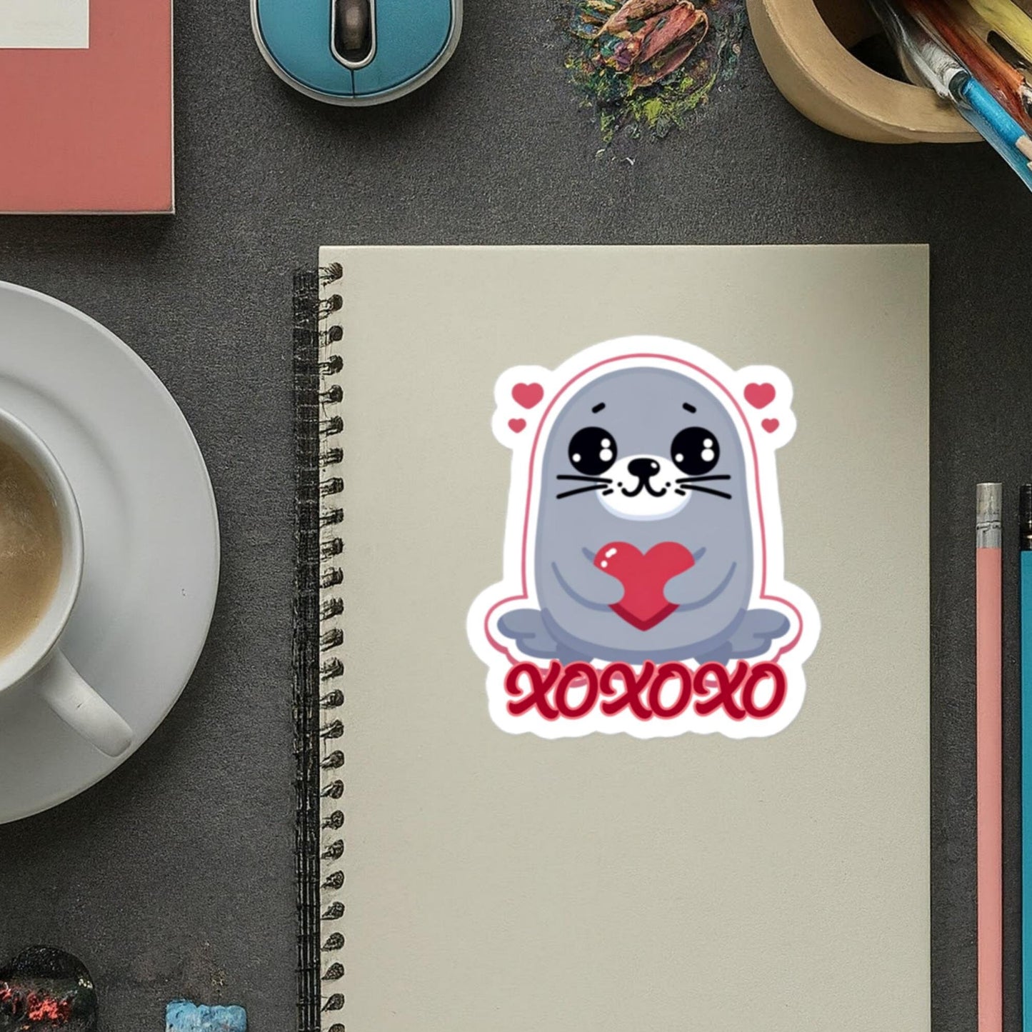 Valentine Seal Sticker XOXOXO fun cute Valentine's Day Stickers Bubble-free stickers