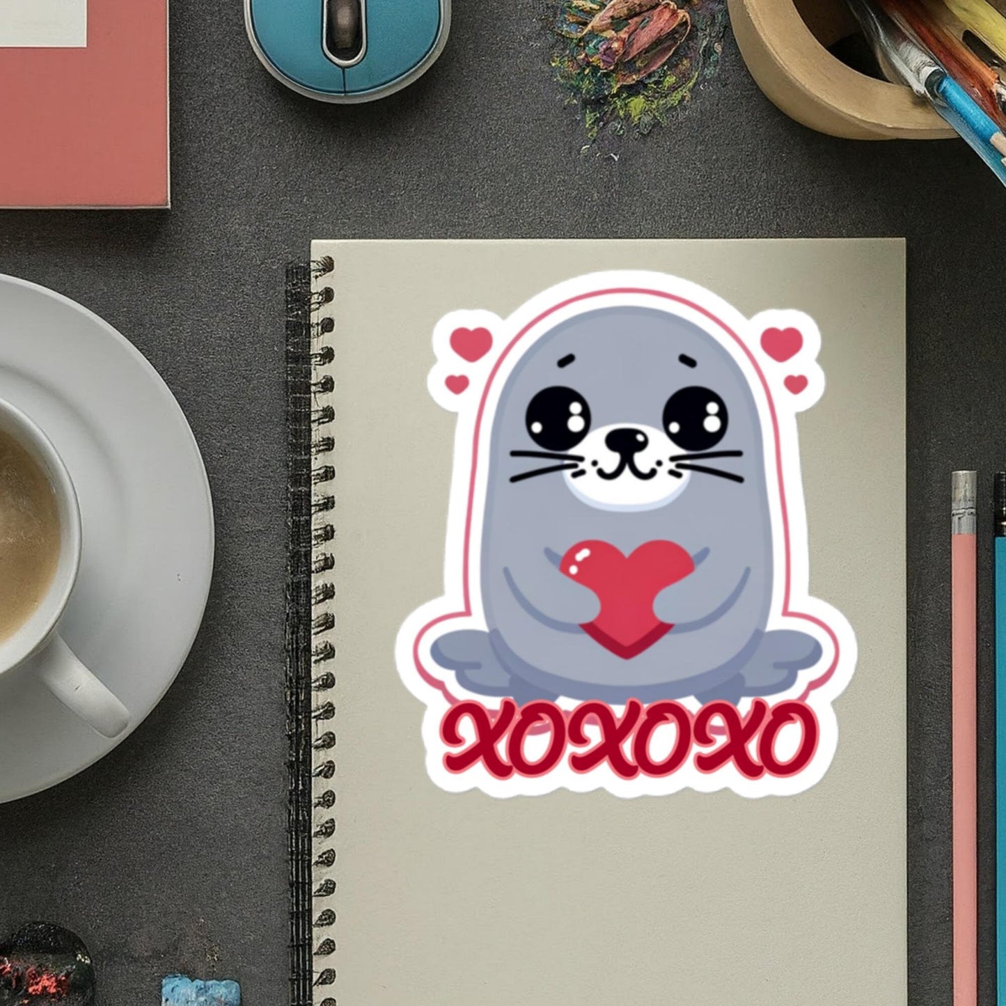 Valentine Seal Sticker XOXOXO fun cute Valentine's Day Stickers Bubble-free stickers