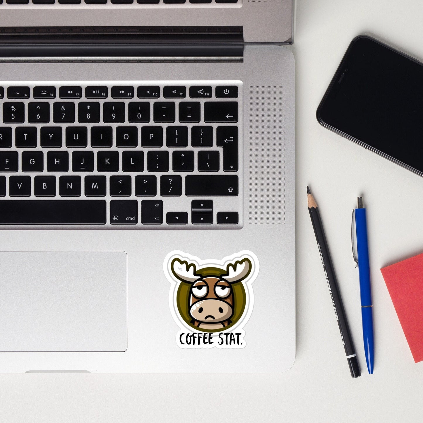 Mr. Moose needs Coffee STAT! Funny coffee sticker Coffee Humor Teacher humorBubble-free stickers
