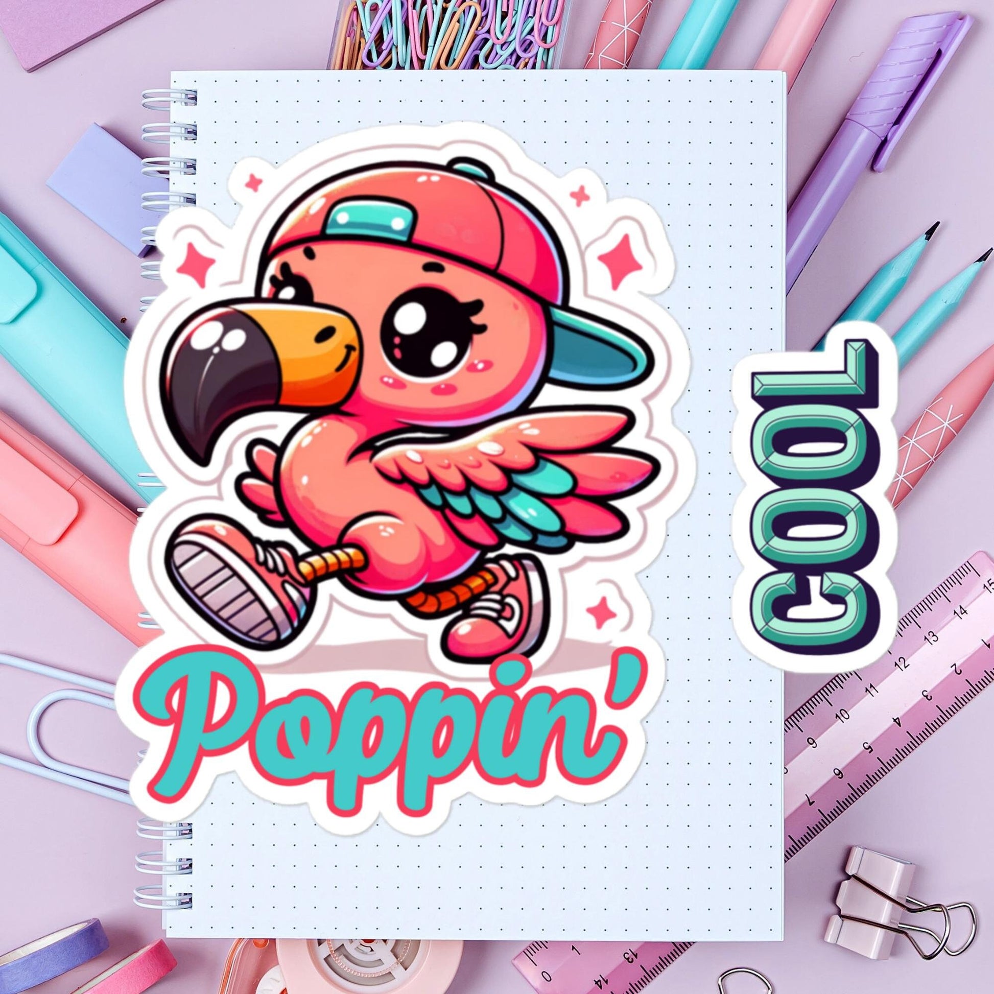 Poppin' Flamingo Dancer sticker Hip Hop Dance Sticker Fun Dance stickers teacher stickersBubble-free stickers
