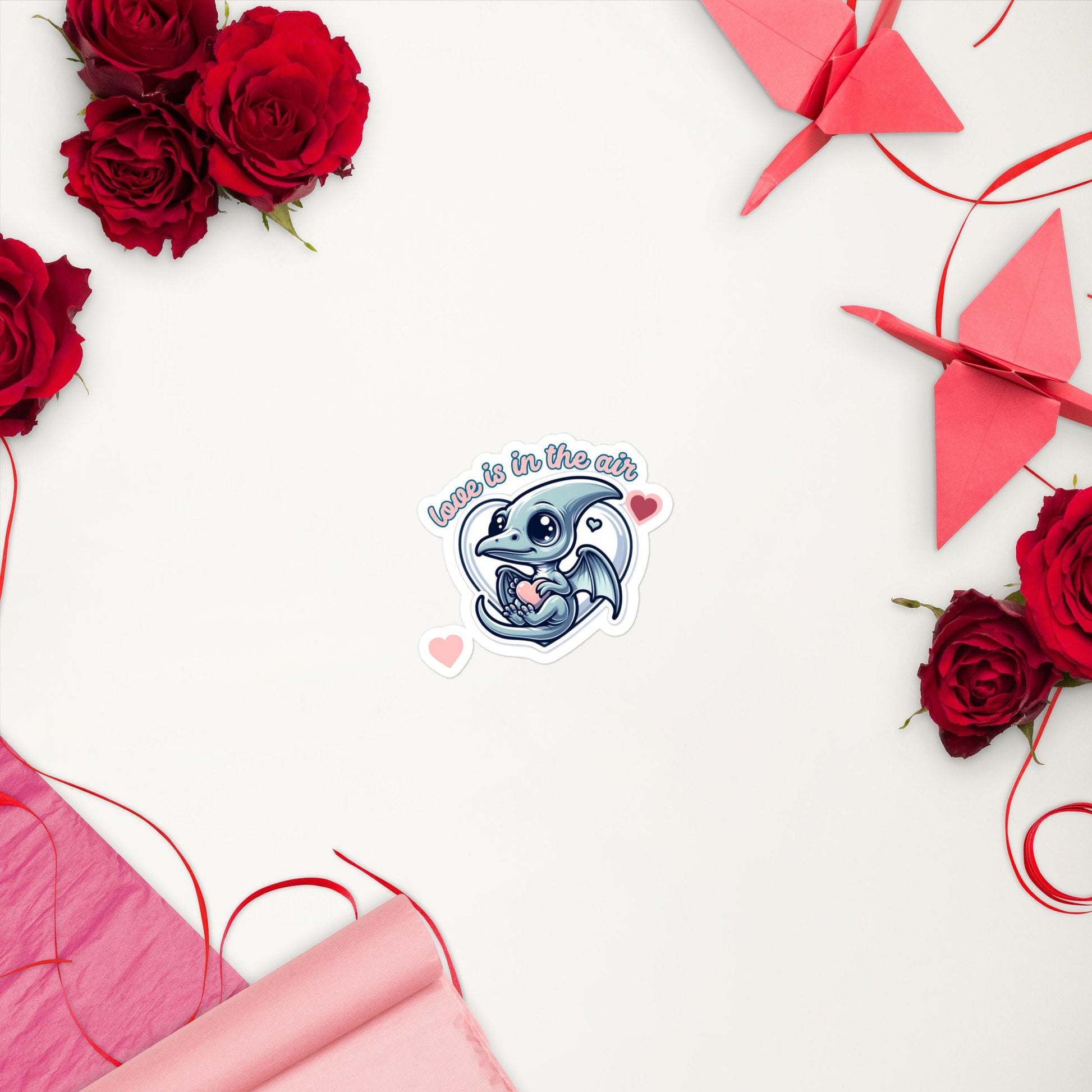 Love is in the Air Pterodactyl Valentine Sticker Water Bottle Vinyl sticker gifts for kidsBubble-free stickers