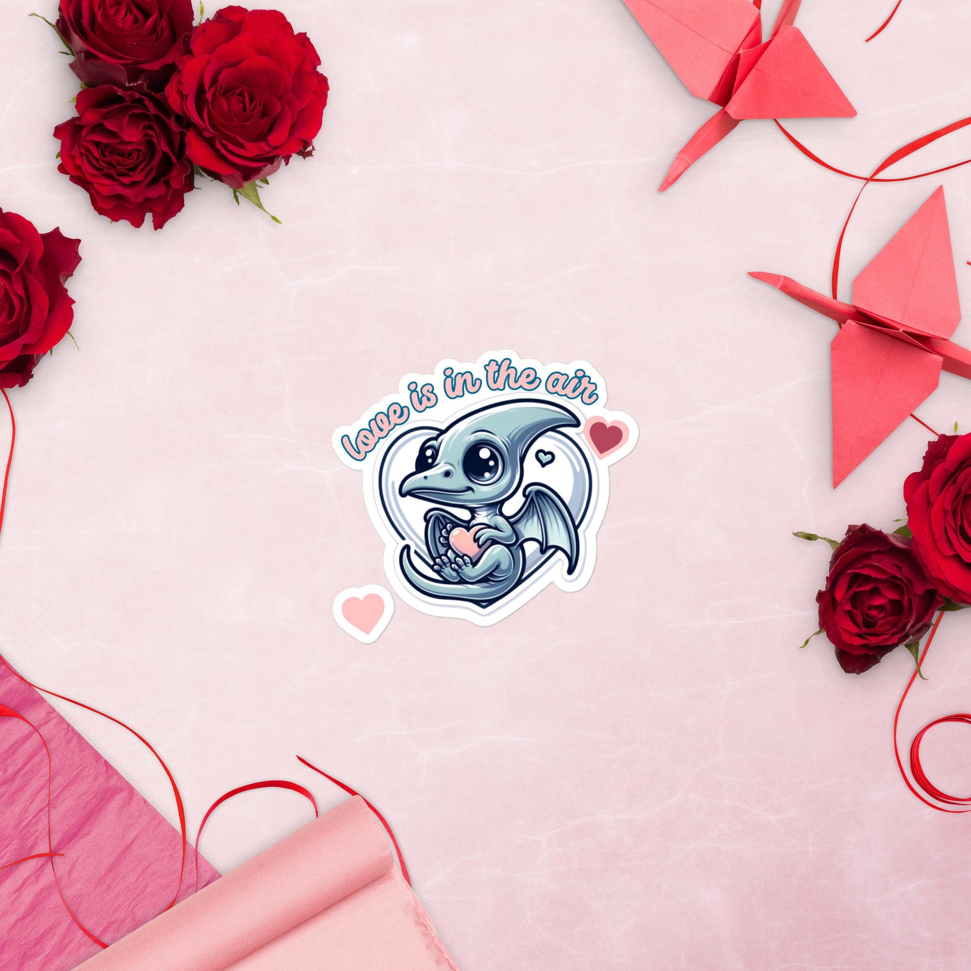 Love is in the Air Pterodactyl Valentine Sticker Water Bottle Vinyl sticker gifts for kidsBubble-free stickers