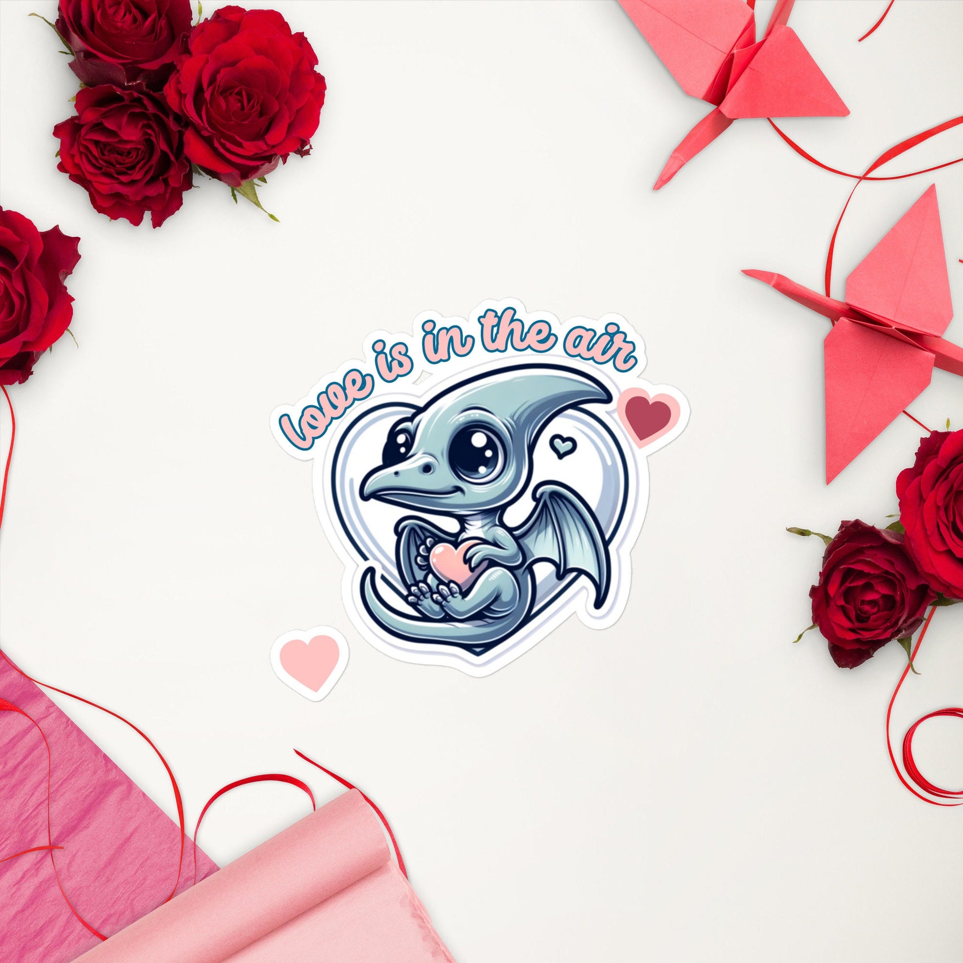 Love is in the Air Pterodactyl Valentine Sticker Water Bottle Vinyl sticker gifts for kidsBubble-free stickers