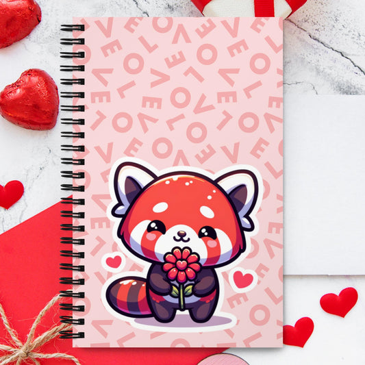 Red Panda Flower Love Spiral notebook Valentine's Day Gift Red Panda Gifts