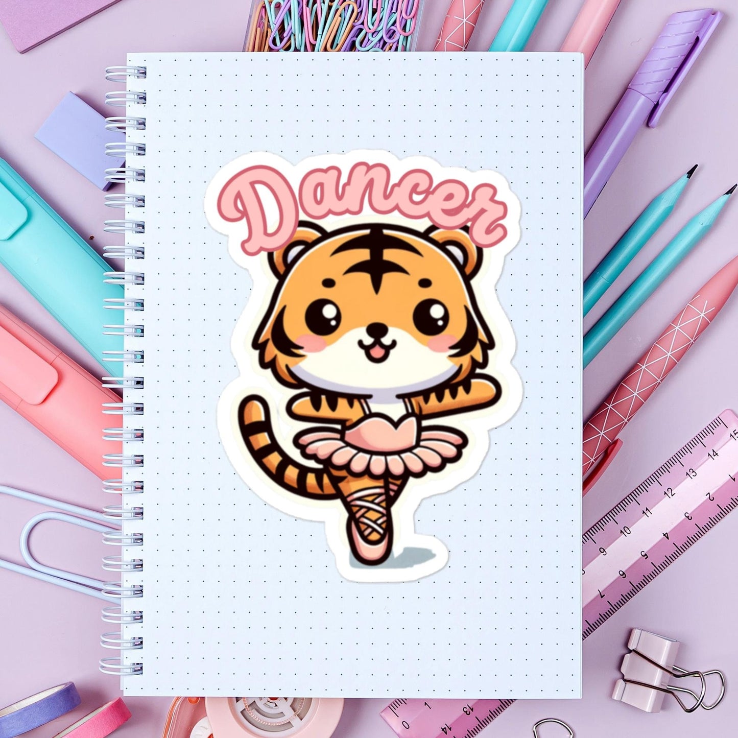 Tiger Dancer Sticker Ballet stickers Ballet animals Ballet accessories giftsBubble-free stickers