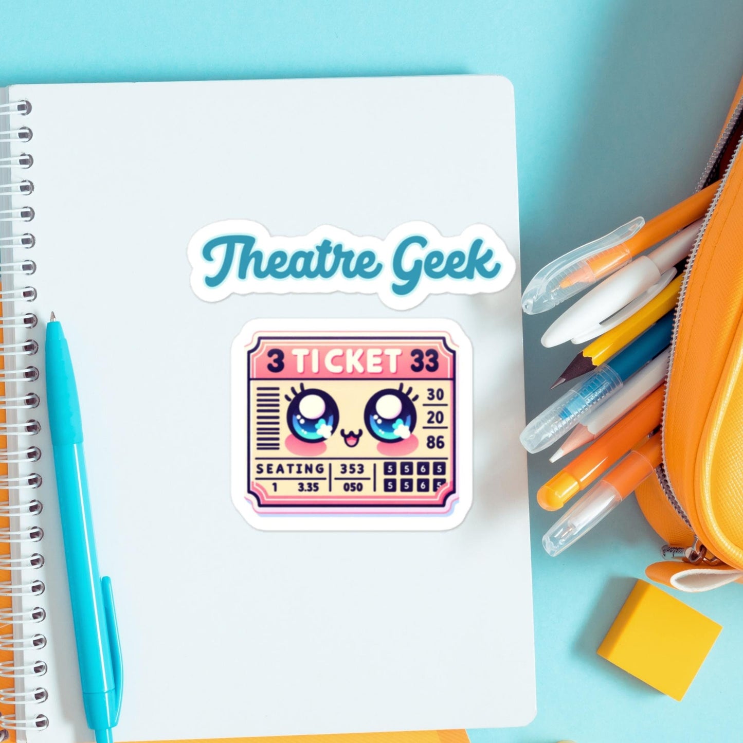 Theatre Geek Ticket Stub Sticker Water bottle sticker theatre stickersBubble-free stickers