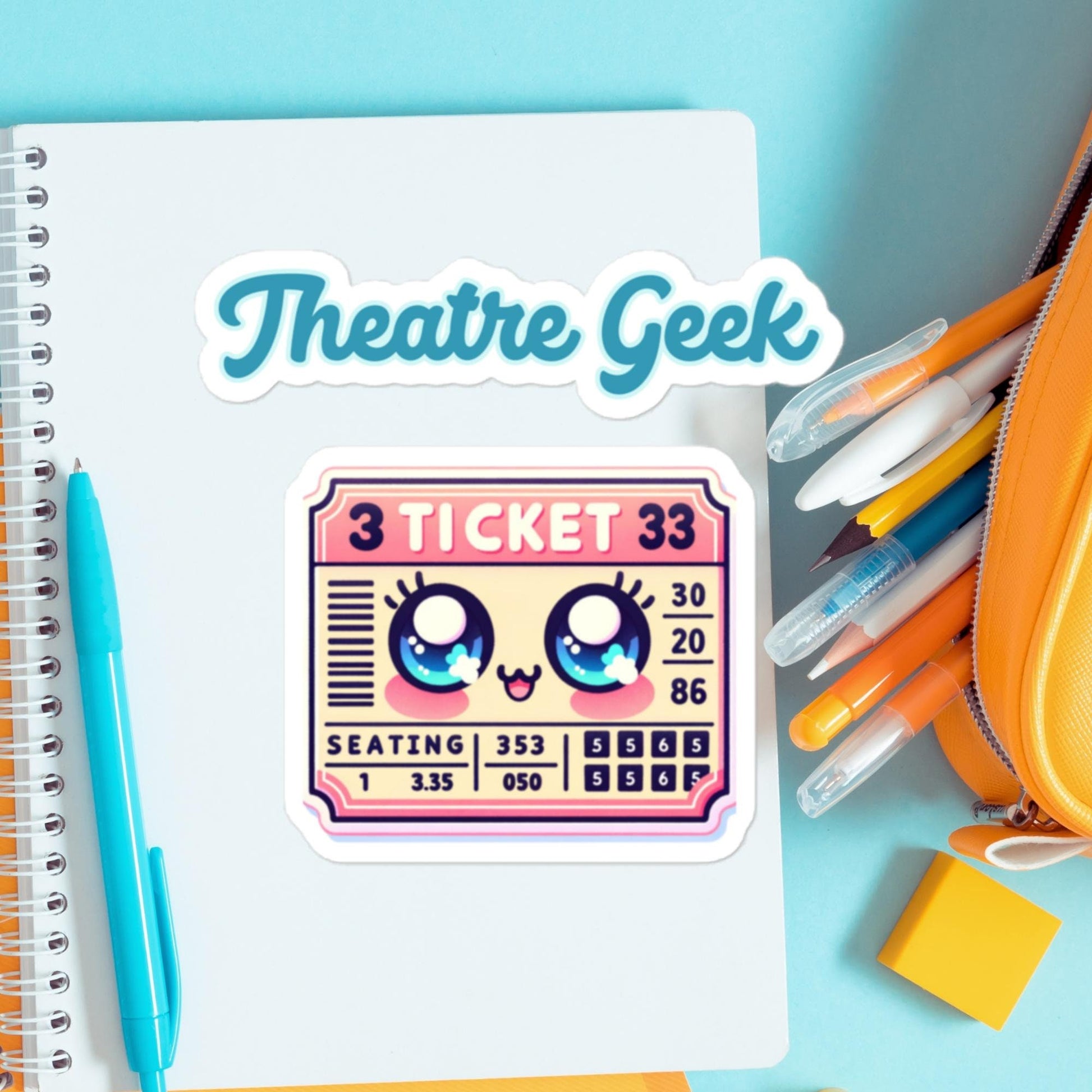 Theatre Geek Ticket Stub Sticker Water bottle sticker theatre stickersBubble-free stickers