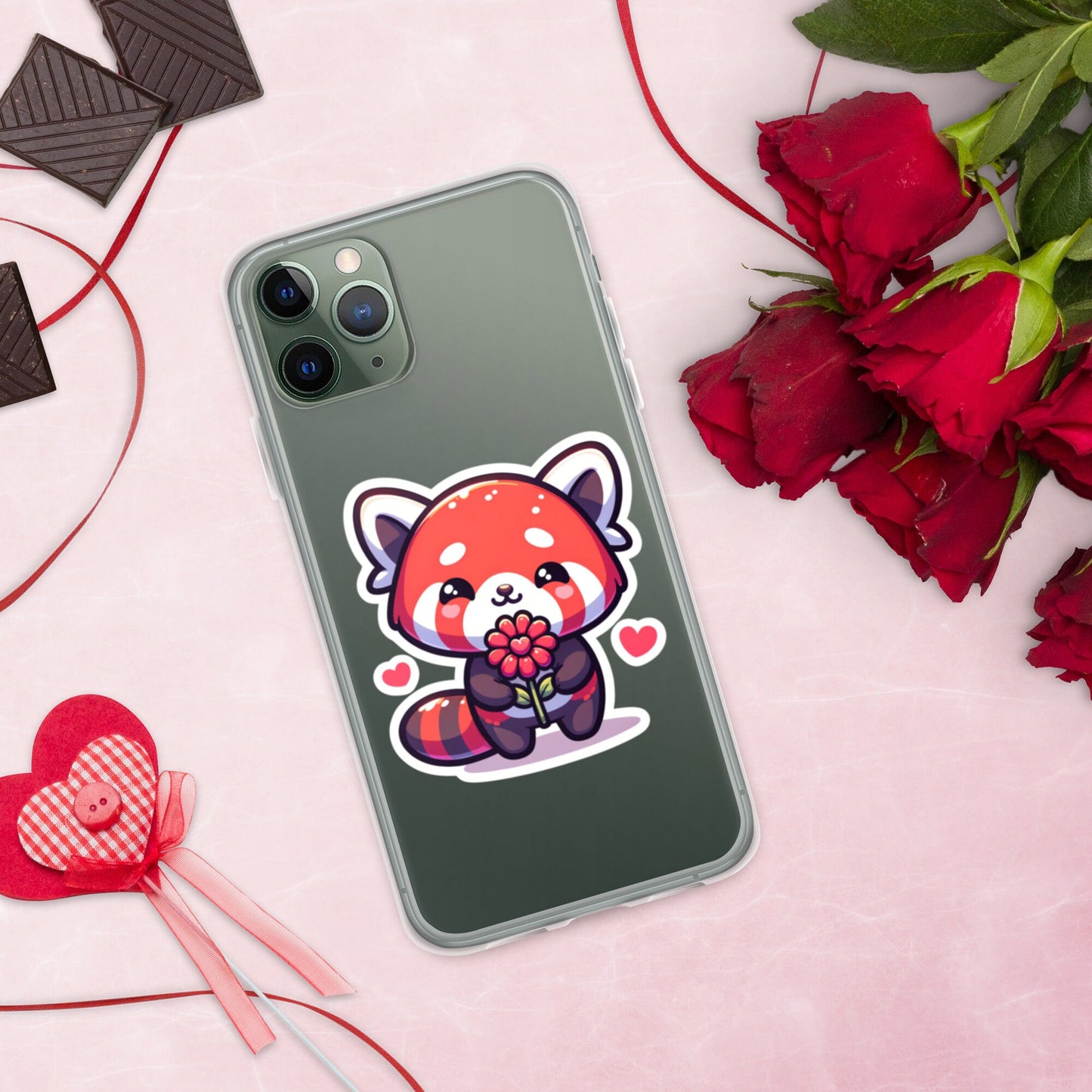 Red Panda Valentine Clear Case for iPhone® Adorable valentine gift Red panda